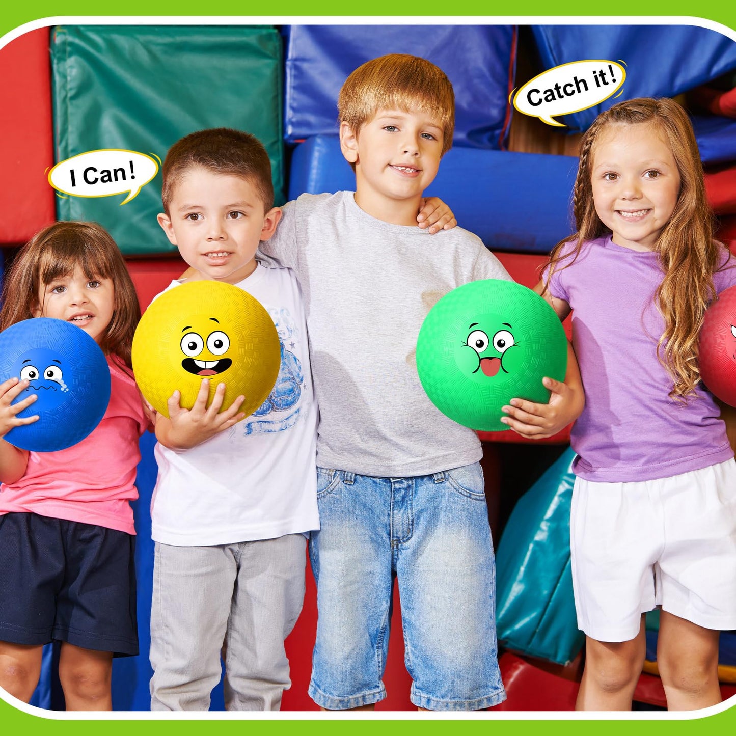 Jerify 30 Pcs 8.5 Inch Dodgeballs Playground Balls Bulk Colorful Emotion Handball Kickball Bouncy Balls for Indoor Outdoor Games Gym Camps Picnic Beach School