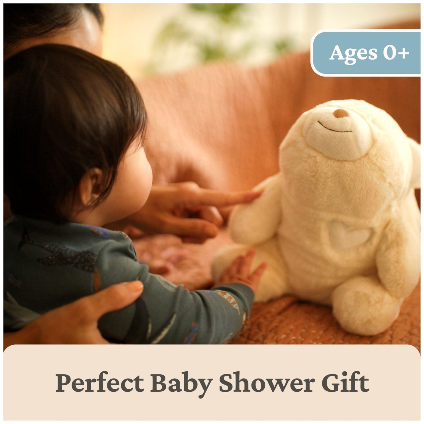 GUND Baby Snuffles Soother, Premium Teddy Bear Sensory Toy and Sleep Aid for Babies, Stuffed Animal for Ages 0 and Up, White/Cream, 9”