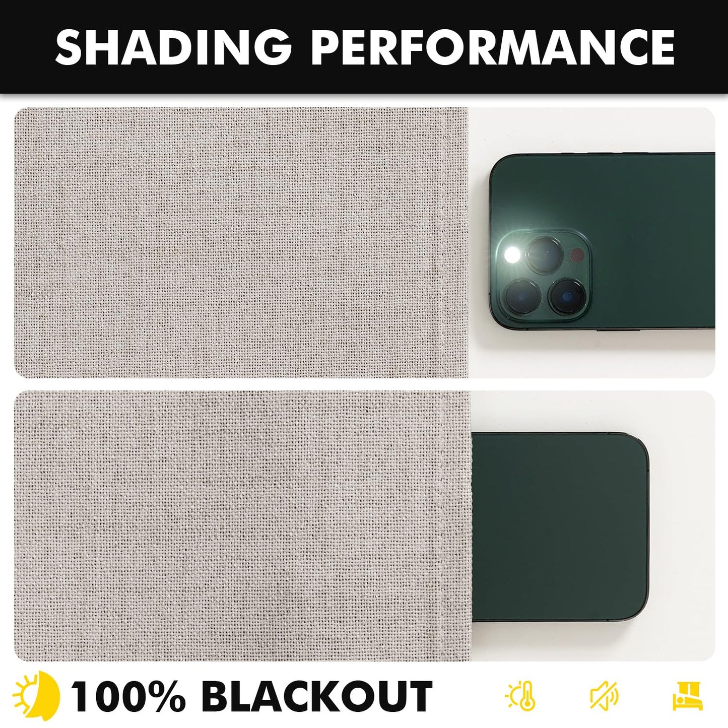 MIULEE 100% Blackout Linen Curtains for Bedroom, Ivory Solid Luxury Decor Thermal Insulation Room Darkening Drapes for Living Room Back Tab Rod Pocket 42 x 96 Inches, 2 Panels