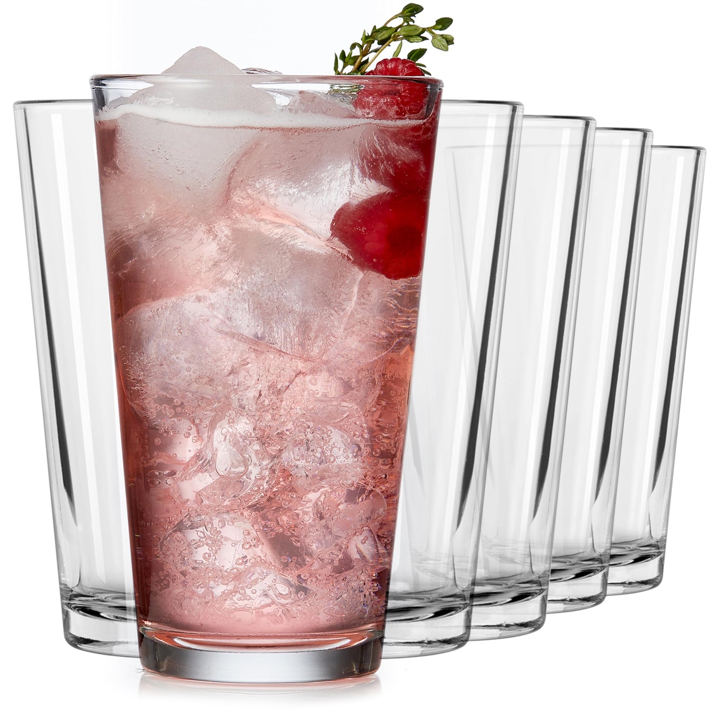 Libbey Bar Essentials Tumbler Glasses Set of 6, Modern Style 16 Oz Glass Set, Dishwasher Safe Tall Drinking Glasses Set for Wine, Beer, and Cocktail