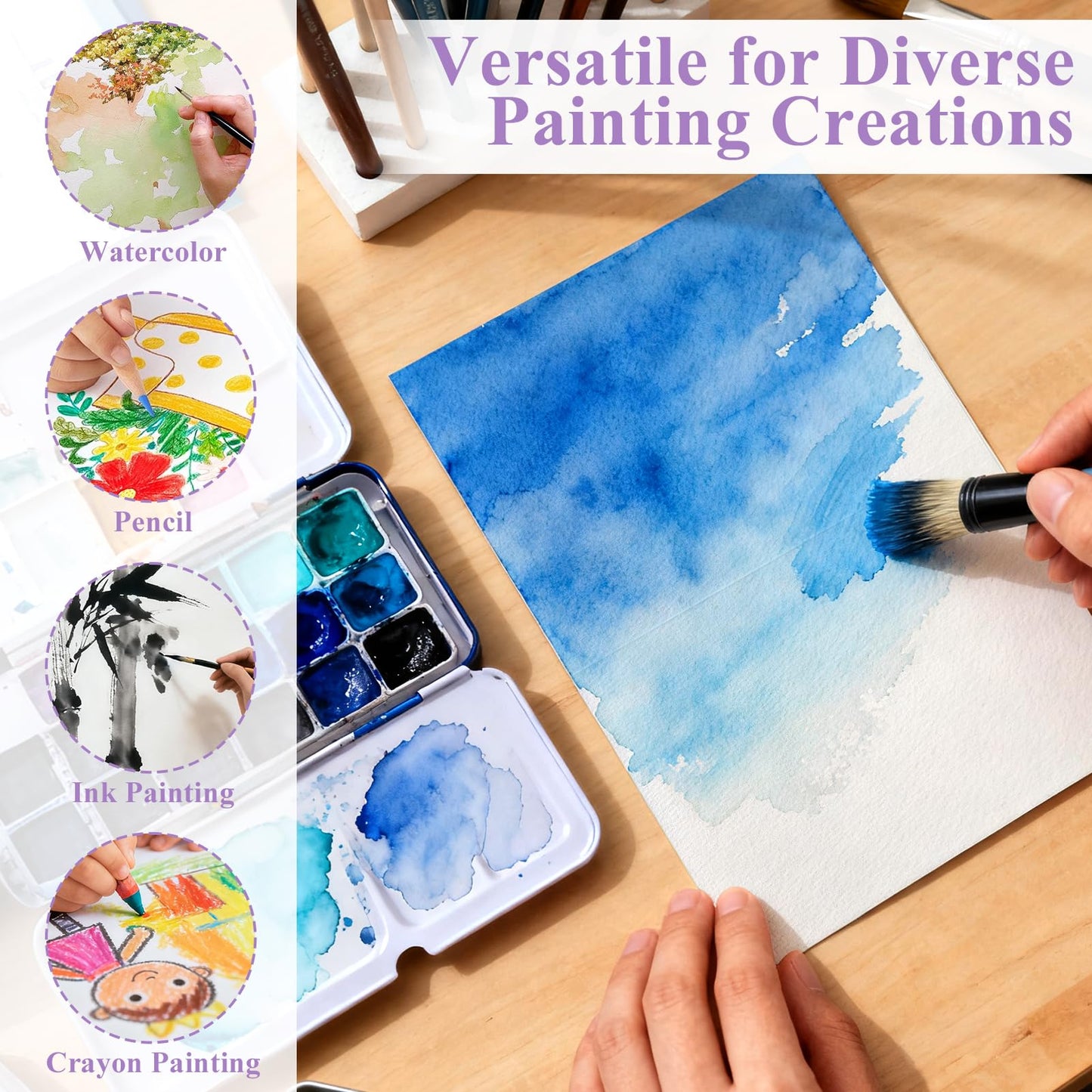 Yalumo 60 Sets Watercolor Cards with Envelopes, Foldable Blank 5x7 Inch 140lb/300gsm 100% Cotton Cold Press Paper, Acid-Free Thick Cards for DIY Painting, Greeting, Thanks, Thanks, and Holiday Crafts