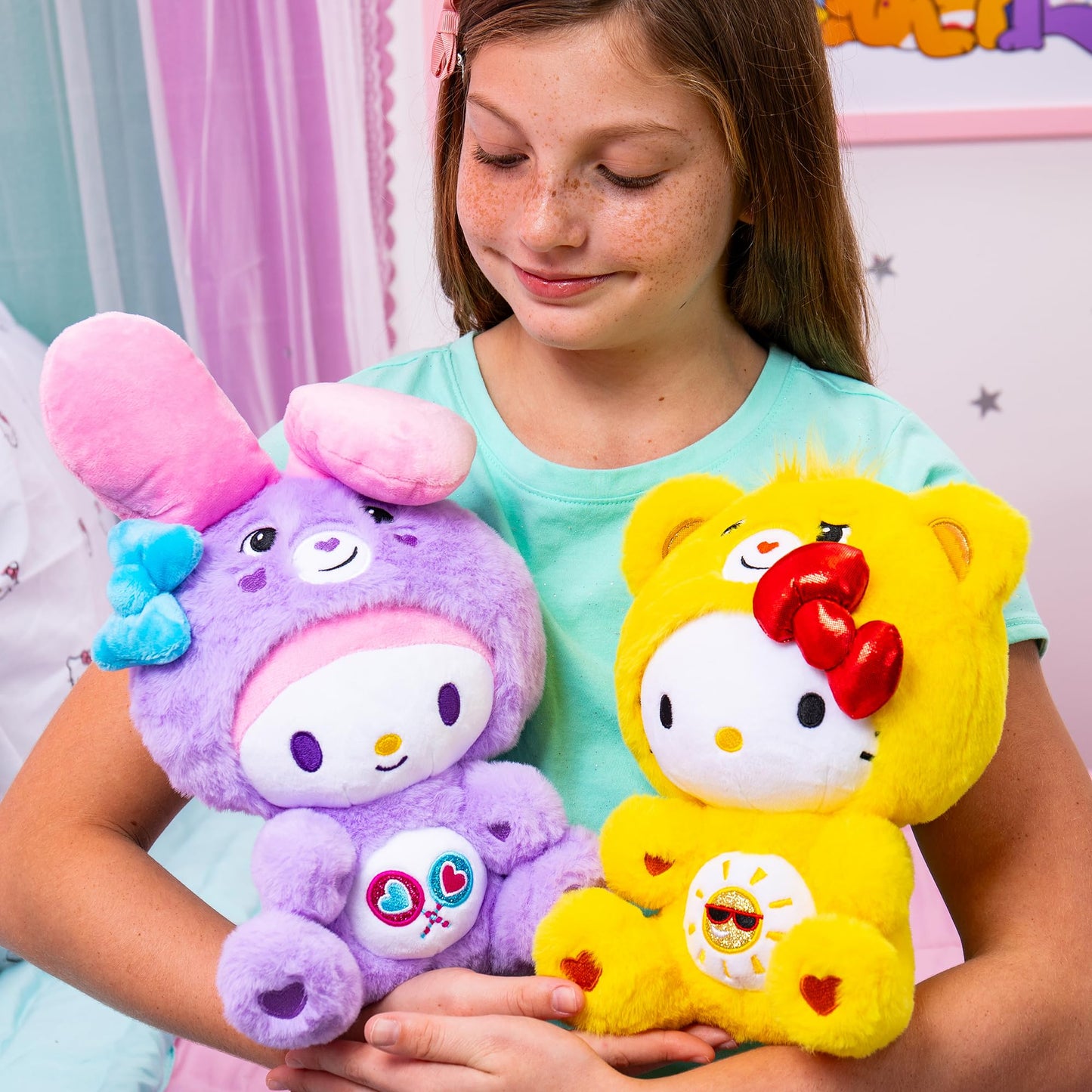 Care Bears Hello Kitty Plush 2-Pack Hello Kitty as Funshine Bear & My Melody as Share Bear