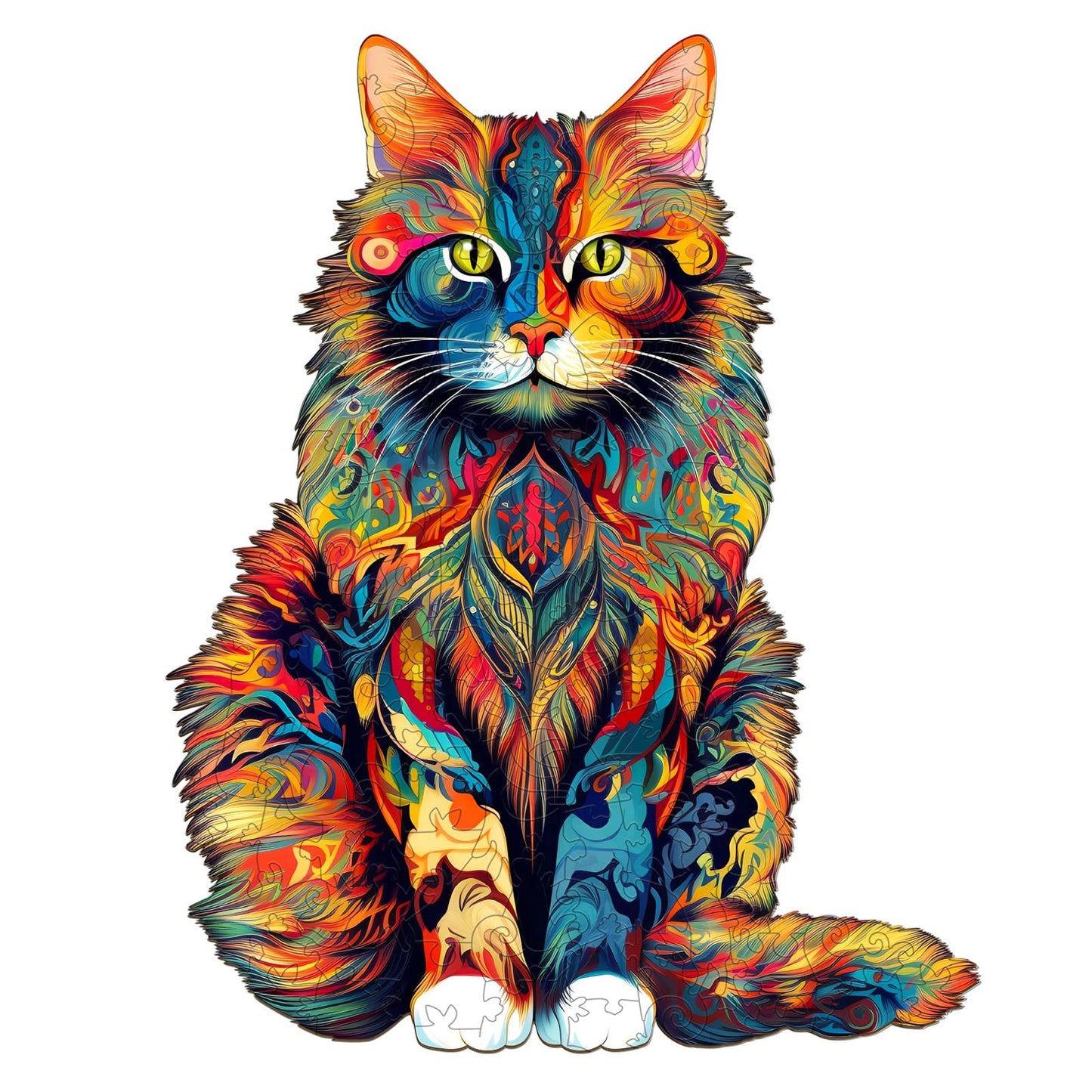 Jigfoxy Wooden Puzzles for Adults, Cat Wood Puzzle for Adult, Unique Animal Shape Puzzles, Challenging Jigsaw Puzzle(L-16.5 * 13.2in-300Pcs)