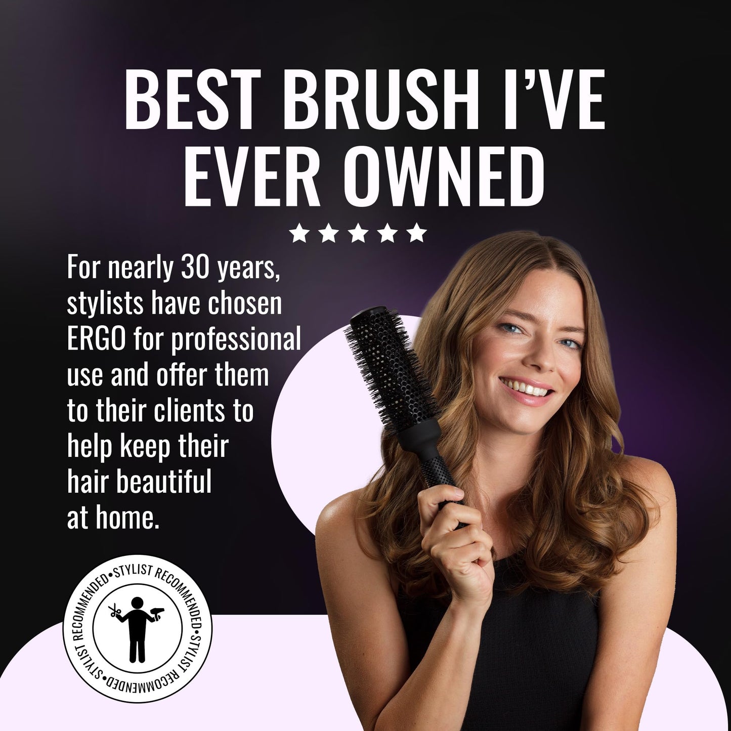 Ergo Ceramic Ionic Round Brush for Blow Out - Salon Quality Hair Brushes for Women - Roller Brush for Blow Drying, Wet and Dry Hair Styling, Volumizing Hair Care - ER53: 2"