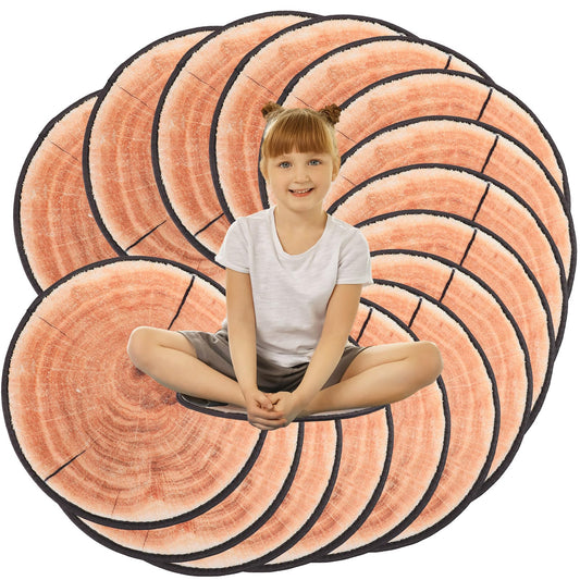 Woanger 24 Pcs Carpet Circle Seats 13.78 Inch 3D Digital Print Wood Tree Round Floor Cushion Soft Warm Small Mat Circle for Preschool Classroom Seating Home Couch Sofa Bedroom Living Room Decor