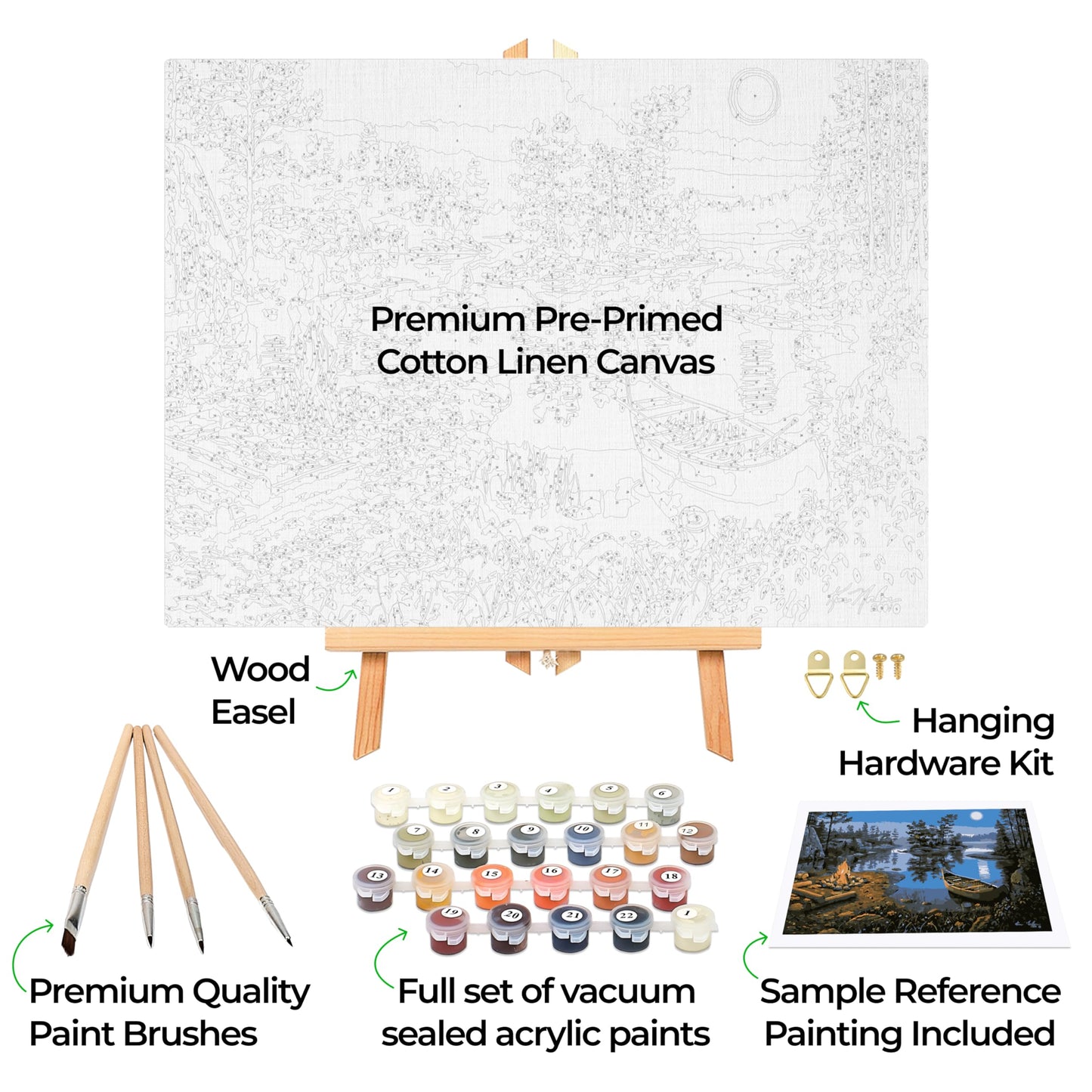 Ledgebay Framed Paint by Numbers Adult Kit Beginner to Advance Color By Number Fun DIY Arts & Crafts Acrylic Paint (Moonlight Bay 12" x 16" Framed)