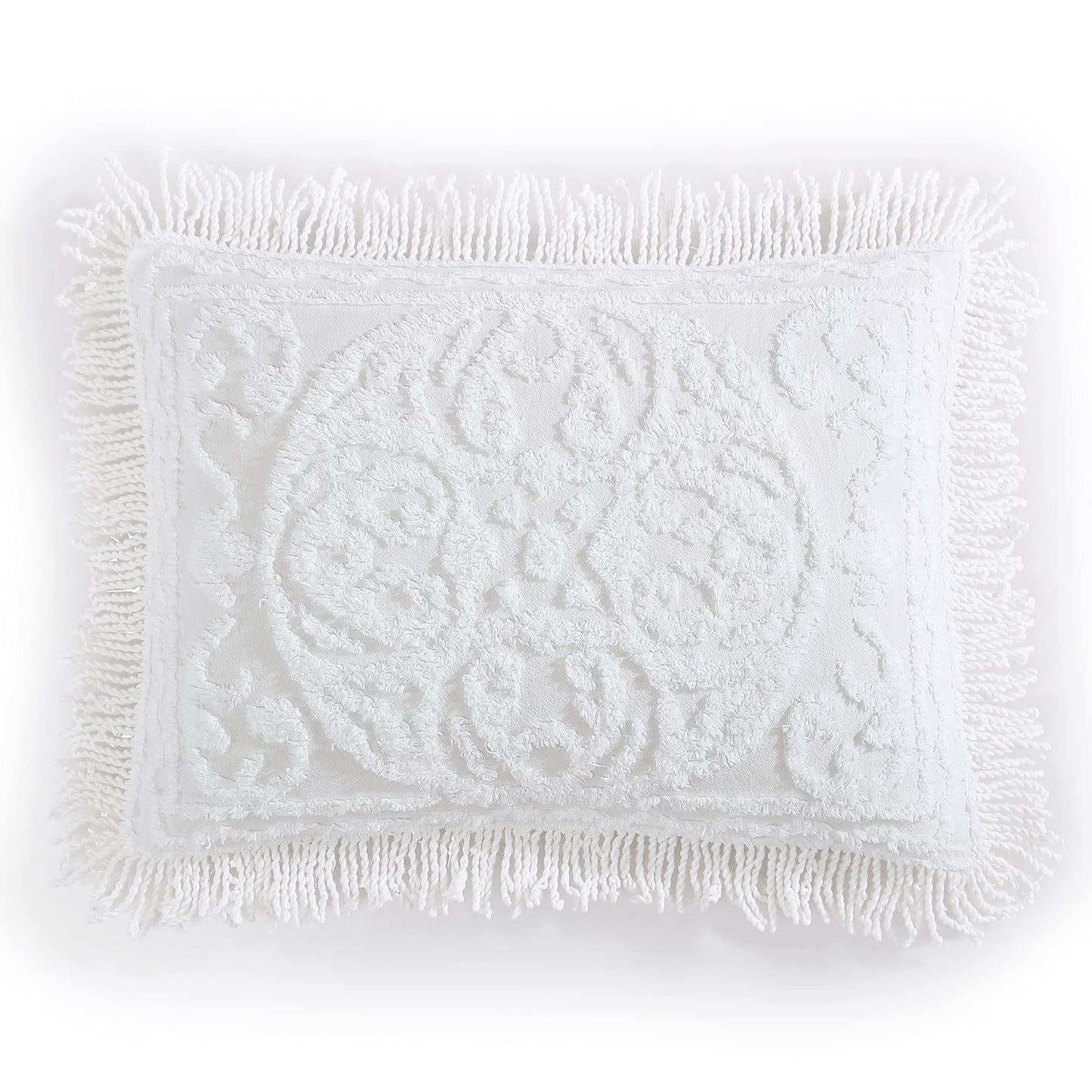 Beatrice Home Fashions Medallion Chenille Bedspread, King Sham, White