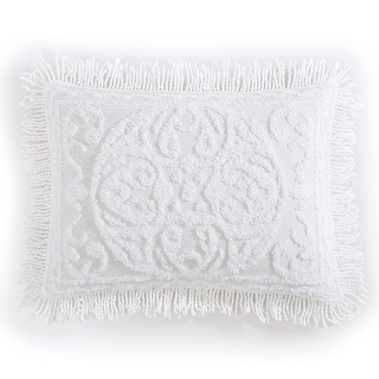 Beatrice Home Fashions Medallion Chenille Bedspread, King Sham, White