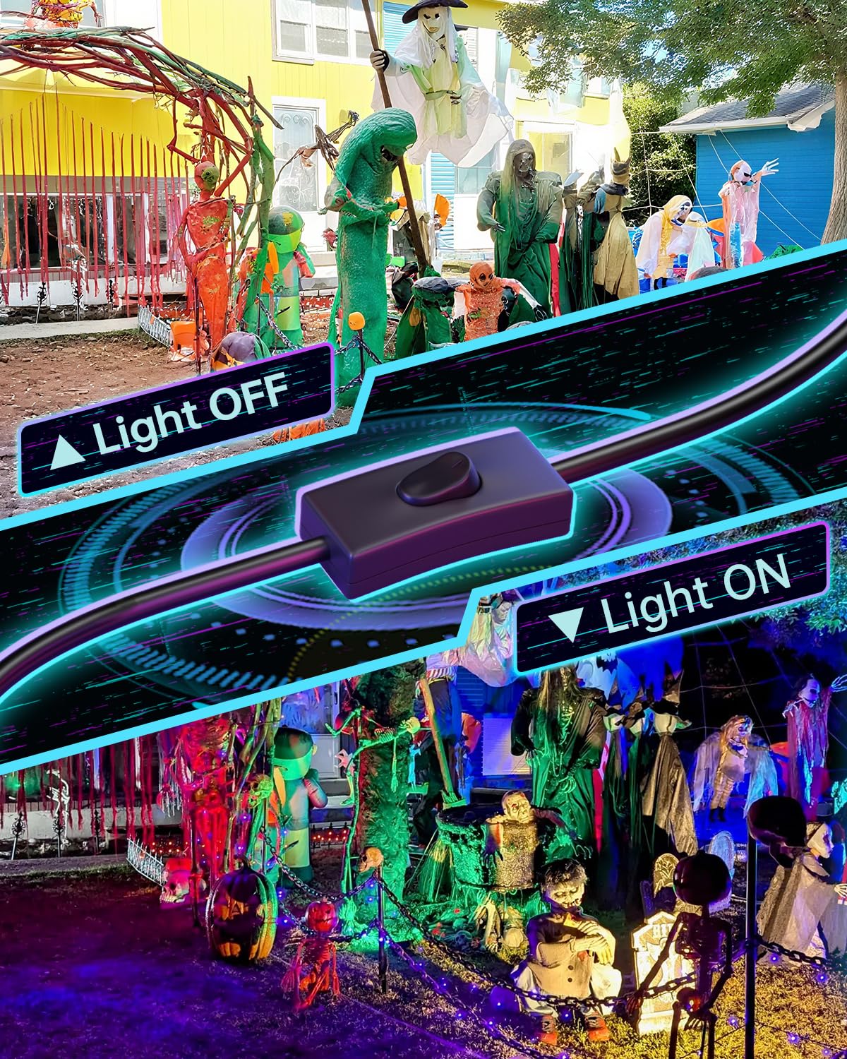 50W Black Lights with Switch+Plug, IP66 Waterproof, LED Blacklight Flood Light for Glow Party, Halloween, Bedroom, Fluorescent Poster, Body Paint, 4 Pack