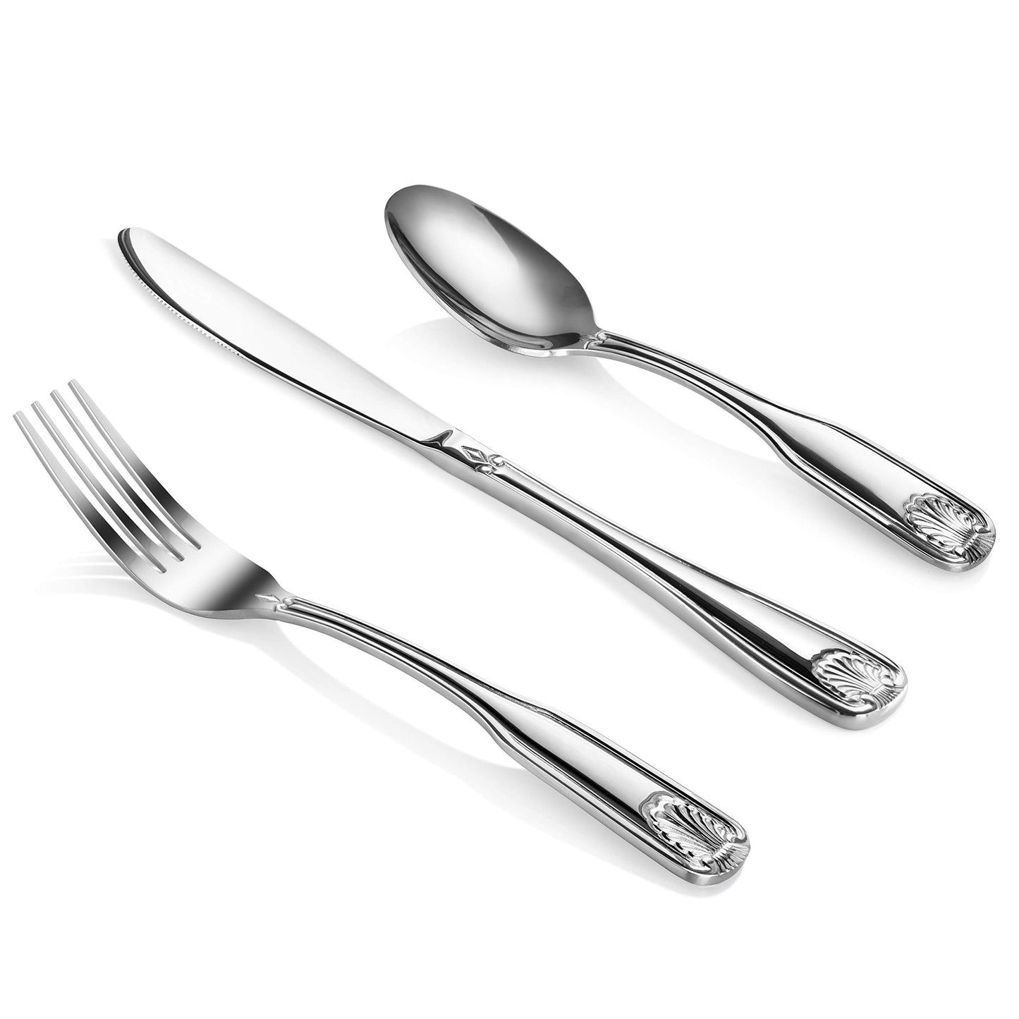 New Star Foodservice 58901 Shell Pattern, 18/0 Stainless Steel, 36 piece Flatware Set