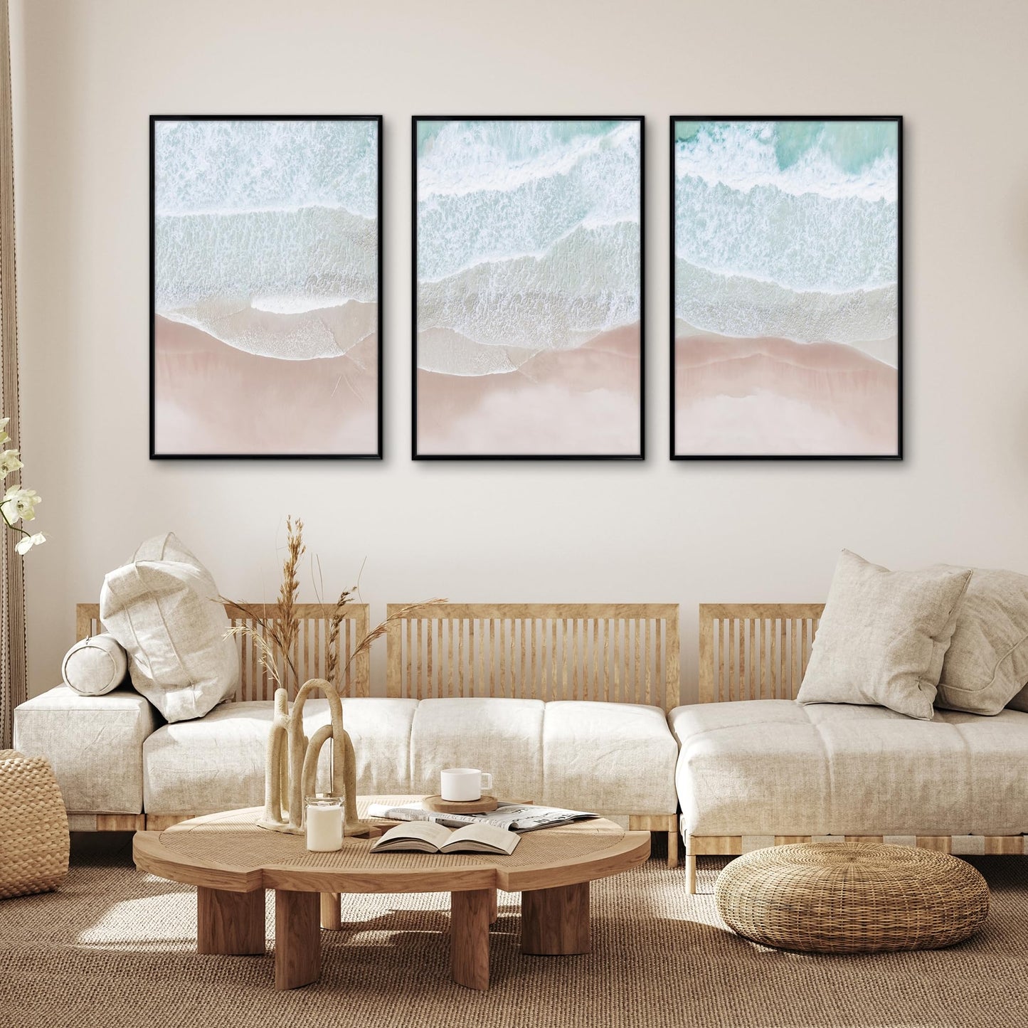Americanflat 24x36 Poster Frame with Polished Front Cover - Set of 3 - Slide-In Photo Frame with Buildable Molding - Fusion Collection - Picture Frames for Wall Display - Black