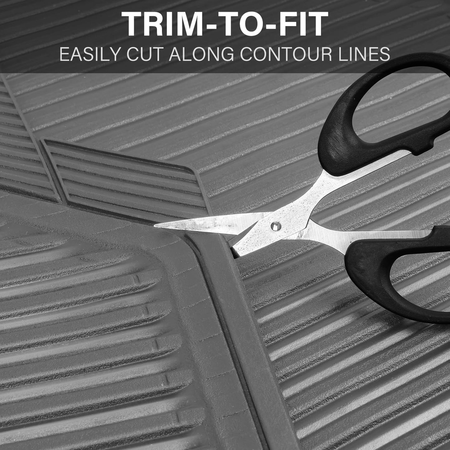 CAR PASS Gray Rubber Car Floor Mats & Cargo Liners, All Weather Car Mats & Trunk Mats,Waterproof Automotive Floor Mats Trim to Fit for Most Cars Sedans SUVs Vans, Durable Heavy Duty Anti-Slip, Gray