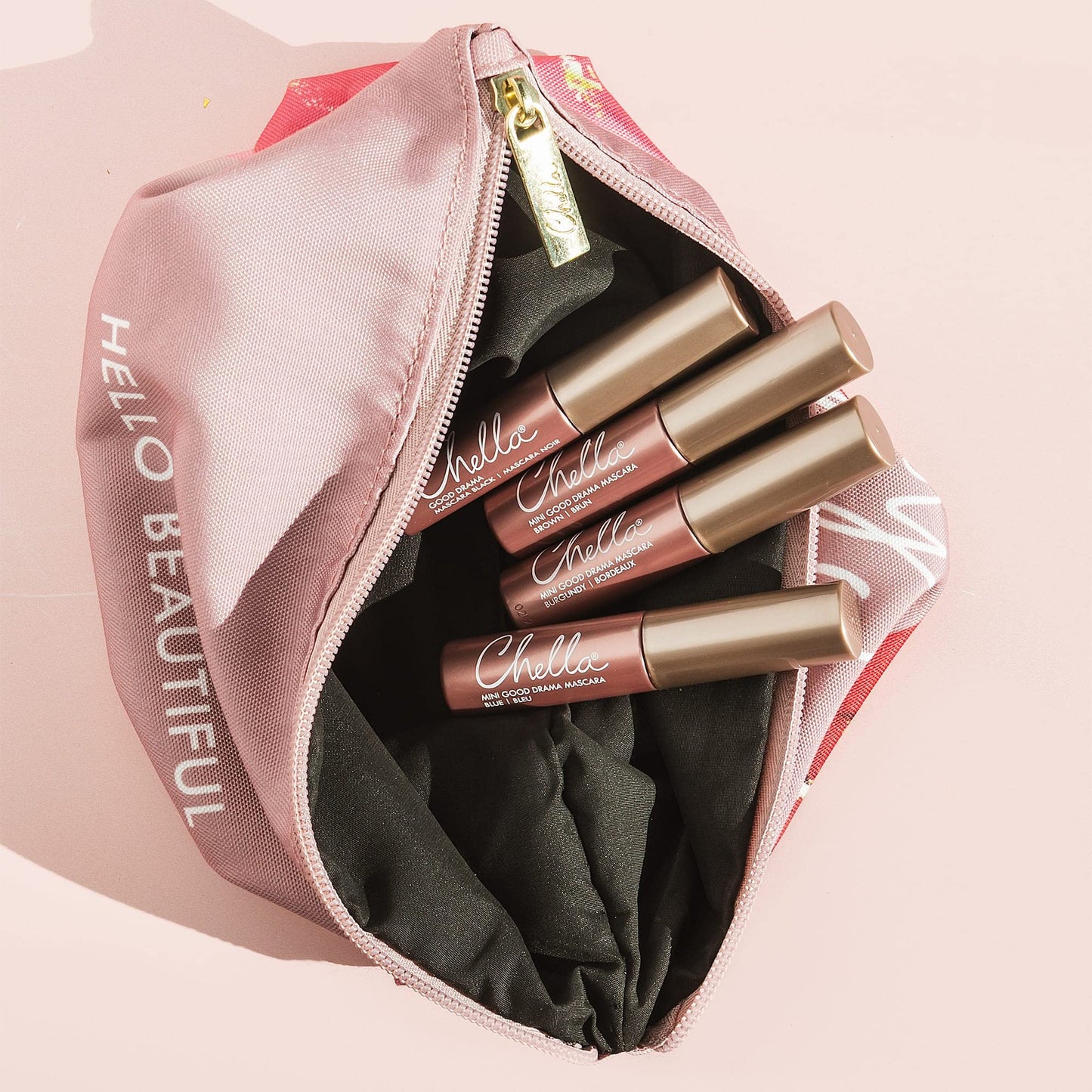 Chella Drama & Shade Mini Good Drama Mascara Set, Set of 4 Travel Sized Mascara with Travel Bag