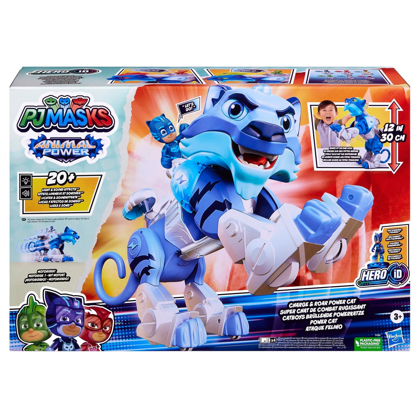 PJ Masks Animal Power Charge and Roar Power Cat, Interactive Toys with 20+ Lights and Sounds, Preschool Toys, Superhero Toys for 3 Year Old Boys and Girls and Up (English)