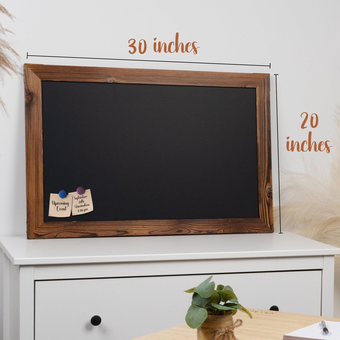 Loddie Doddie Magnetic Chalkboard Sign - 20 x 30 in, Rustic Wood Frame - Wall Mount Magnetic Bulletin Board - Easy Erase Chalk Calendar & Photo Display - Magnet Board for Wall