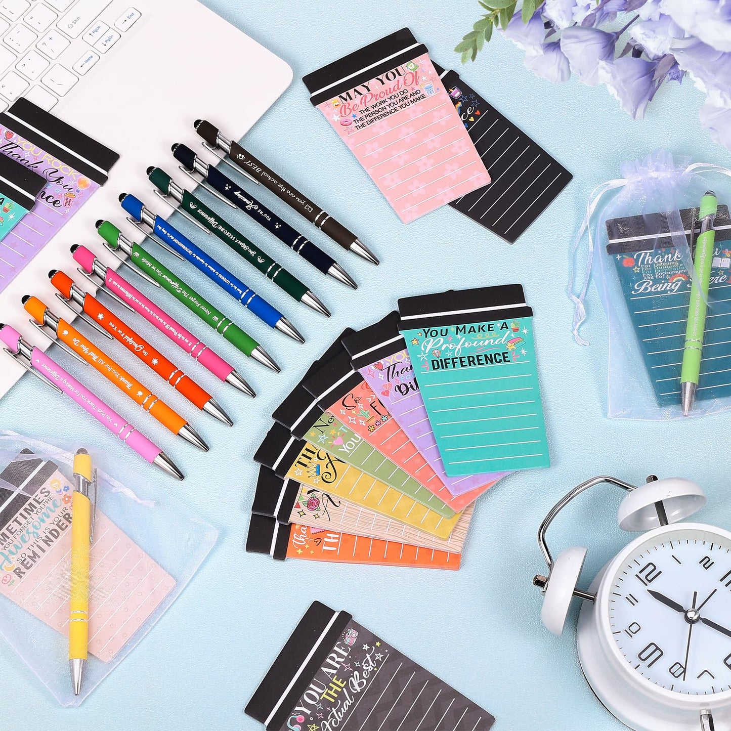 36 Sets Employee Appreciation Gifts Bulk Coffee Cup Sticky Notes with Inspirational Pens, Funny Notepads Motivational Ballpoint Pen Thank You Gifts for Coworker Teacher Nurse Office Supplies