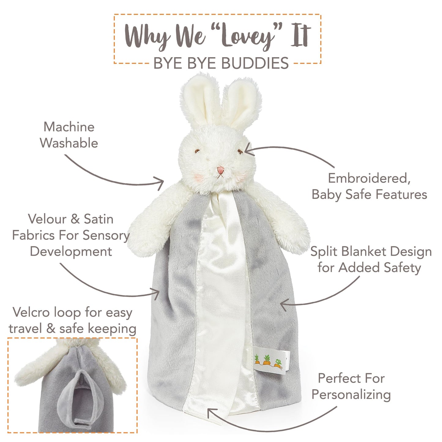 Bunnies by the Bay Bloom Bunny Bye Bye Buddy, Bunny Rabbit Stuffed Animal, Grady, 100106