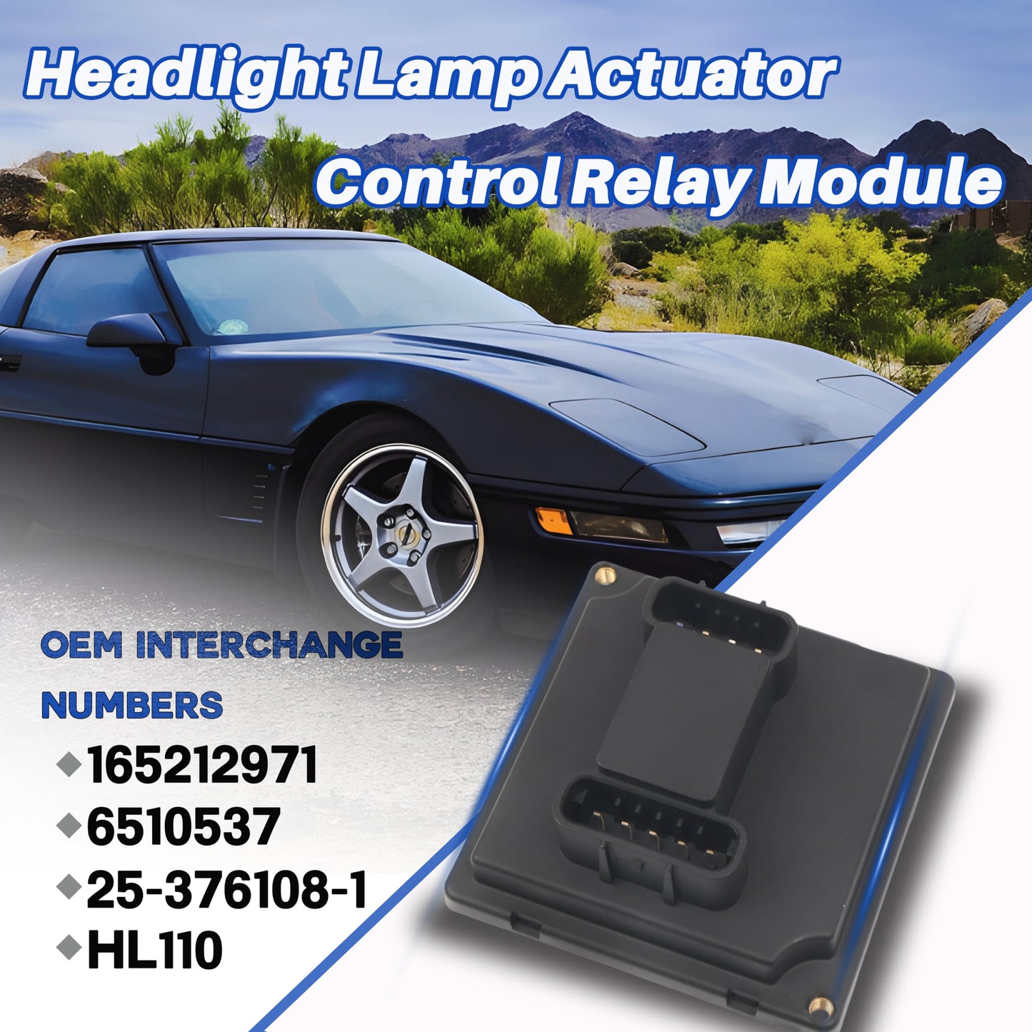 LLYZFED 16521297 Headlight Lamp Actuator Control Relay Module Fit for Chevrolet Corvette C4 1984-1996, for Pontiac Firebird 1987-1989, Replace# 16510537 25-376108-1 HL110