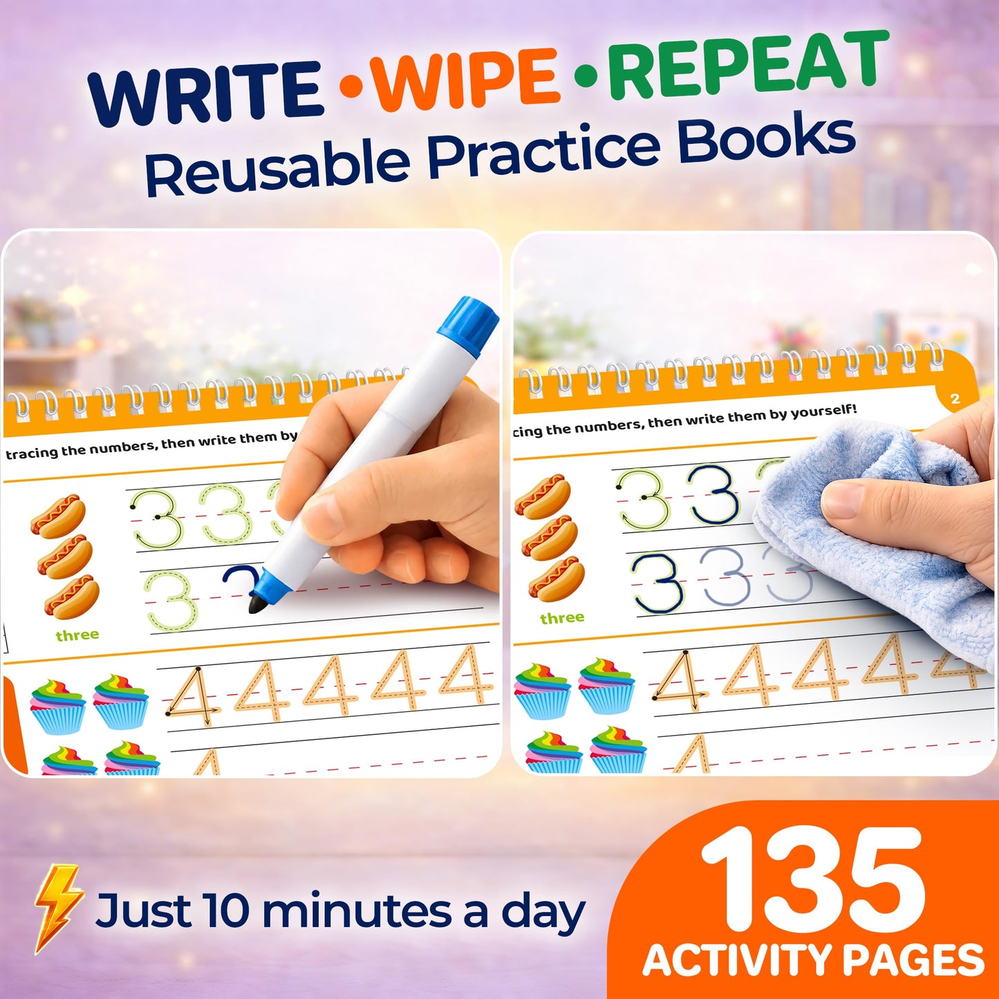 Quokka Tracing Books for Kids Ages 3-5 Set – 5 Reusable Dry Erase Activity Books for Kids Ages 3-5 Writing Practice Kit with Markers Preschool Learning Quiet Time Travel