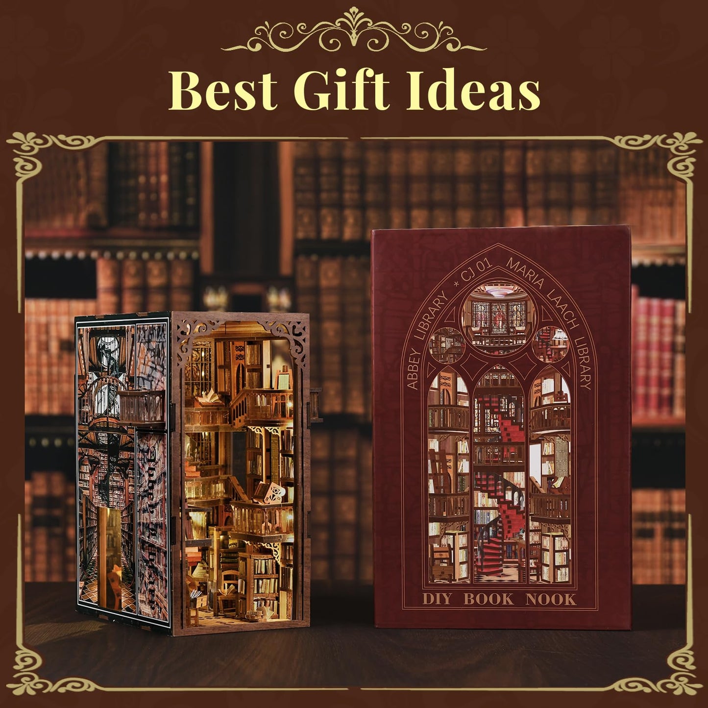 MiniCity Book Nook Kit, DIY Miniature Dollhouse Book Nook Kit with Dust Cover and LED Light for Teens and Adults (The Song of Sirens)