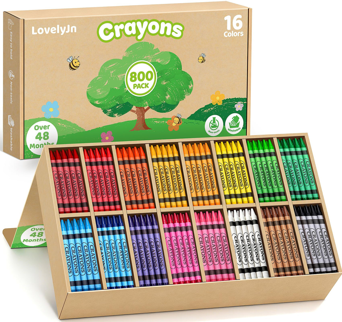 800 Count Crayons Bulk Set with 18 Colors, Non-Toxic Washable Silky Crayons, School Supplies Easter Basket Stuffers Party Favors Gift for Kids 3+, Art Supplies for Preschool Kindergarten Classrooms