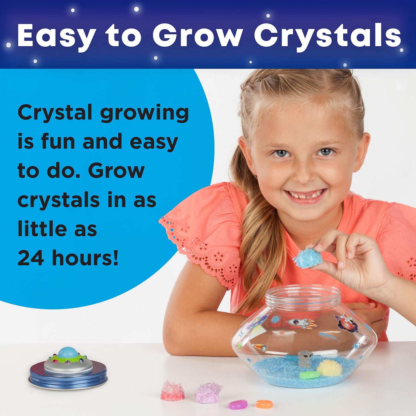 Creativity for Kids Crystal Space Terrarium Kit - Crystal Growing Kit for Kids - DIY STEM Science Kit for Boys and Girls