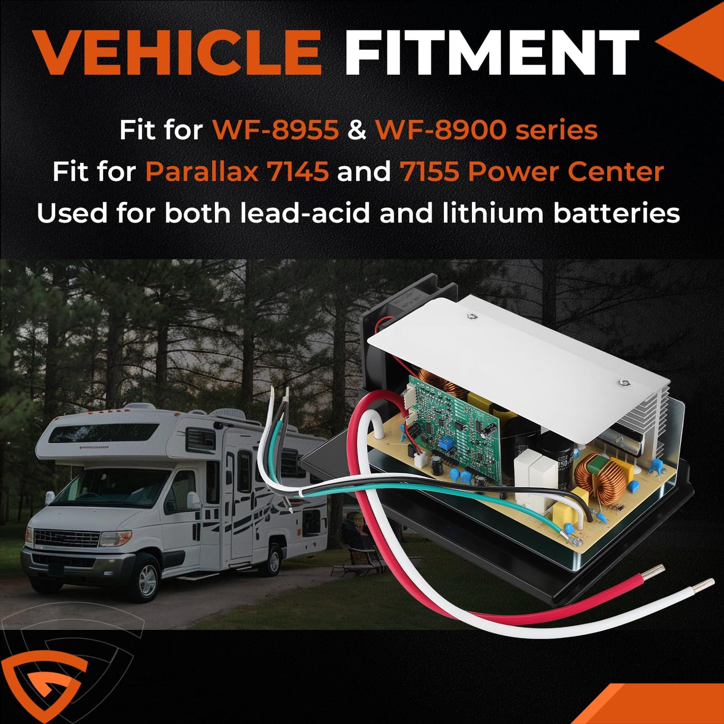 WF-8955-AD-MBA RV Power Converter Main Board Assembly 55 Amp for RV Trailer Camper WF-8955, WF-8900-AD, WF-8955-MBA, WF-8955PEC Series Converters, Fit for Parallax 7155, 7145 Power Center