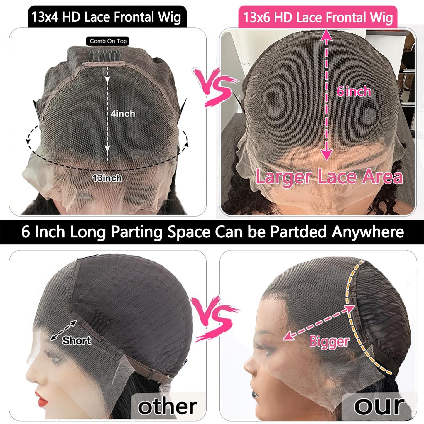 GYAJEP 32 inch Deep Wave Lace Front Wigs Human Hair 13x6 HD Lace Front Wigs Human Hair Pre Plucked 180% Density Deep Wave Wig Human Hair with Baby Hair Natural Color