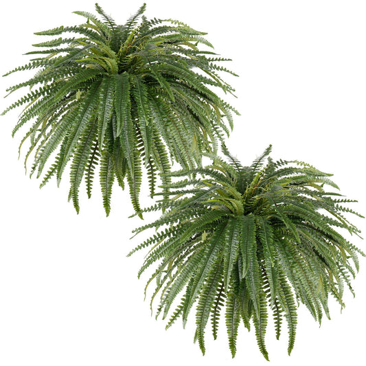 Arlpch 46" Artificial Fern Plants, Set of 2 Large Fake Ferns for Outdoors Indoor, Realistic Faux Boston Fern Bush with 71Fronds Each for Planter, Garden, Porch, Home Décor