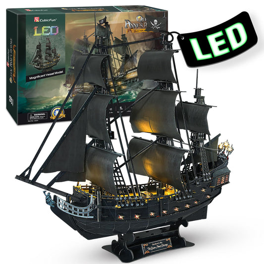 3D Puzzles for Adults Home Decor Pirate Ship Gifts for Men Women Model Kits Brain Teaser Puzzles for Adults Teacher Gifts,Queen Anne's Revenge 340 Pcs Dad'sGift