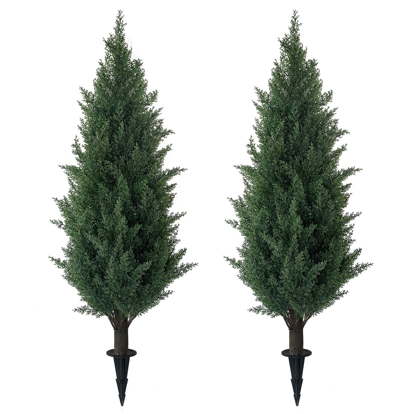 3FT Artificial Cedar Topiary Trees with Ground Spike, 2 Pack UV Resistant Artificial Bushes, Faux Cypress Plants Faux Shrubs for Outdoor Indoor Front Porch Garden