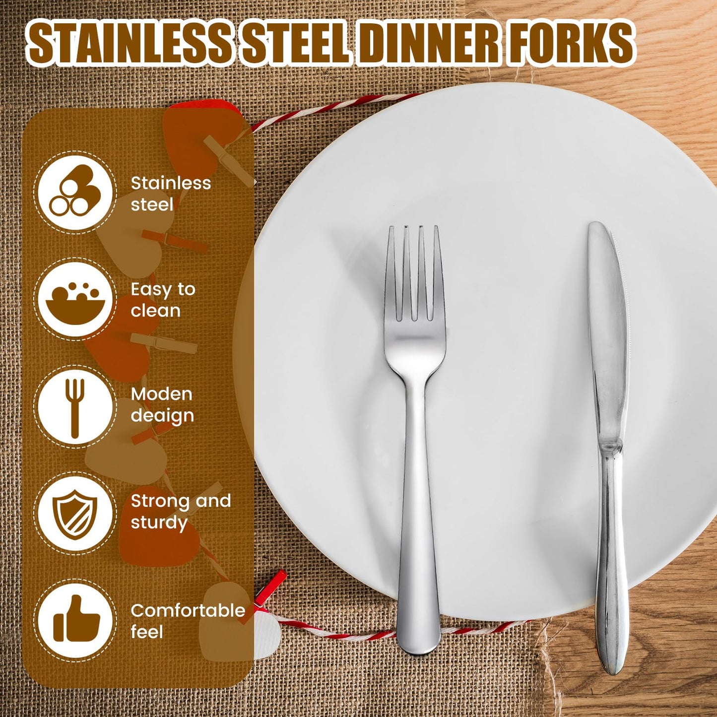 Minatee 200 Pcs Dinner Forks Bulk Set 8 Inches Stainless Steel Metal Forks Silverware Table Cutlery Mirror Polished Salad Flatware for Home Restaurant Kitchen
