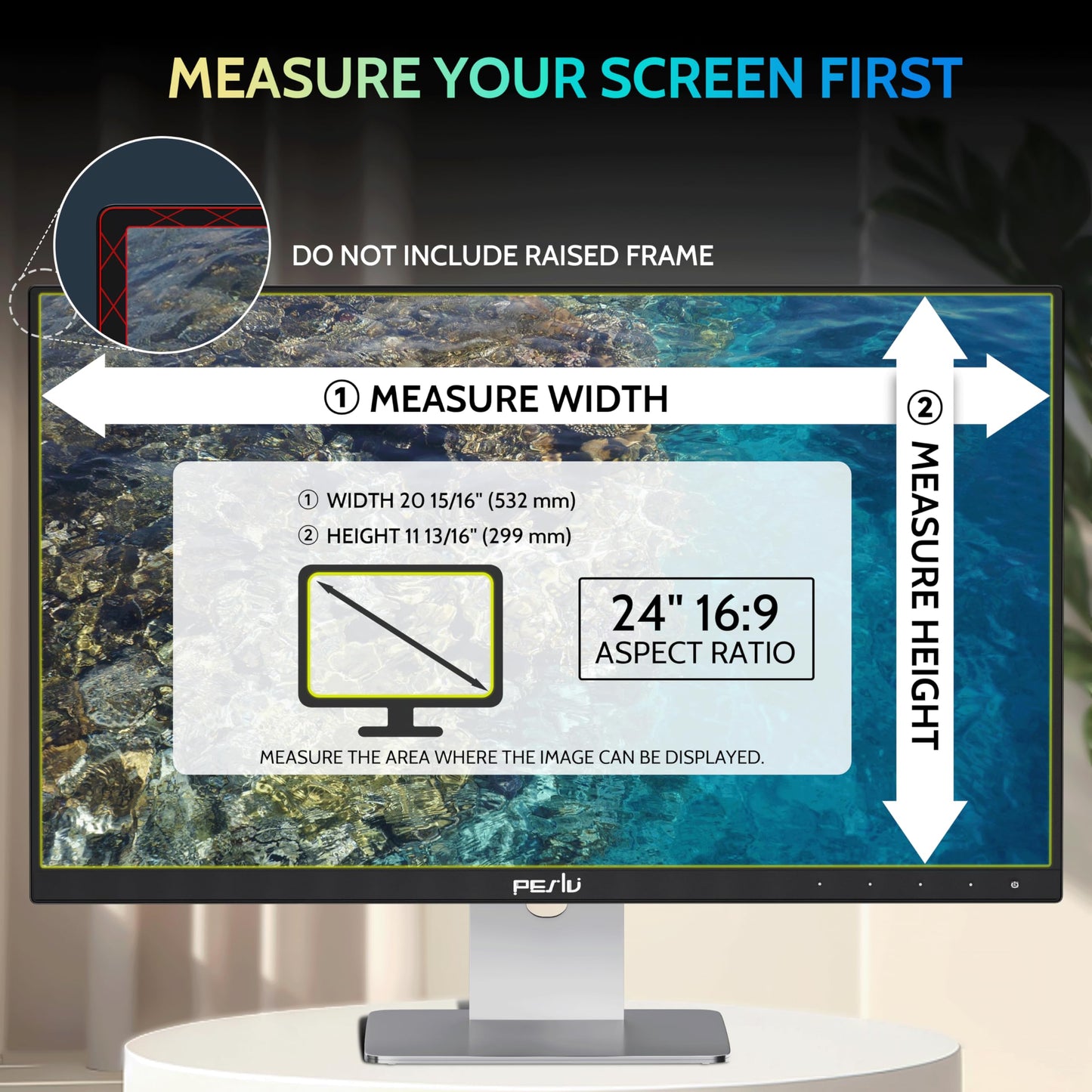 Peslv 2-PACK 24 Inch 16:9 Computer Privacy Screen for Widescreen Monitor, 24inch Removable Anti Blue Light Glare Eye Protection Shield, Black Blackout Anti Spy Desktop Security Private Filter