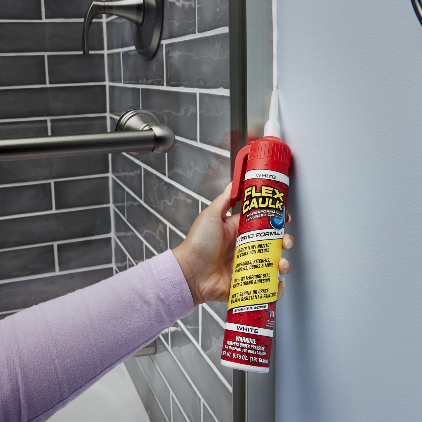 Flex Caulk, Waterproof & Weatherproof Hybrid Polymer Sealant, Strong, Paintable, Indoor, Outdoor, Bath, Shower, Sink, Window, Baseboards, Door, RV, Roof, Wood, Auto & Marine, White, 9 oz, 2-Pack