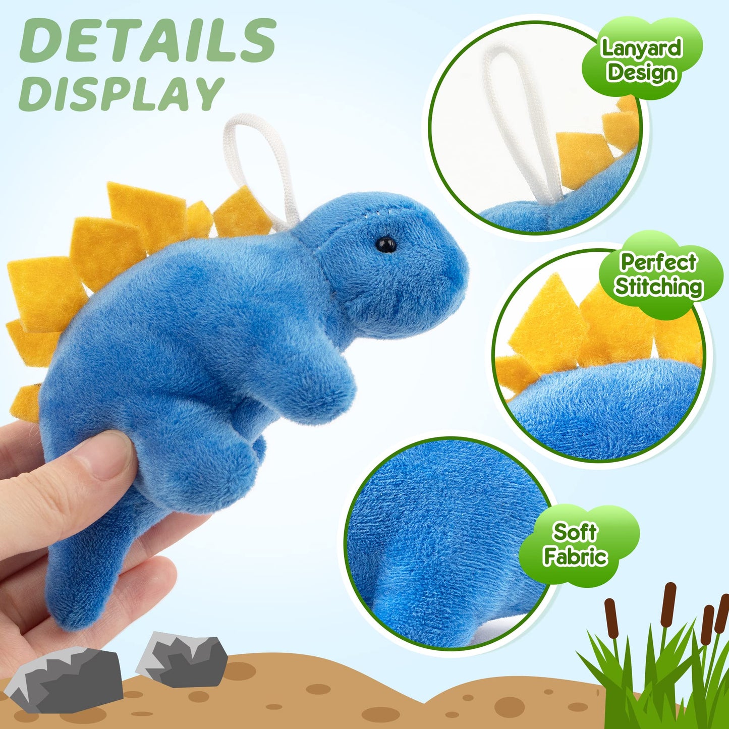 Mocoosy Small Dinosaur Plush Stuffed Animal Set, 12 Pack Mini Soft Dino Figures Bulk for Kids Dinosaur Party Favors, Plushies Kit Goodie Bag Fillers, Toddler Boys Girls Birthday Gifts Carnival Prizes
