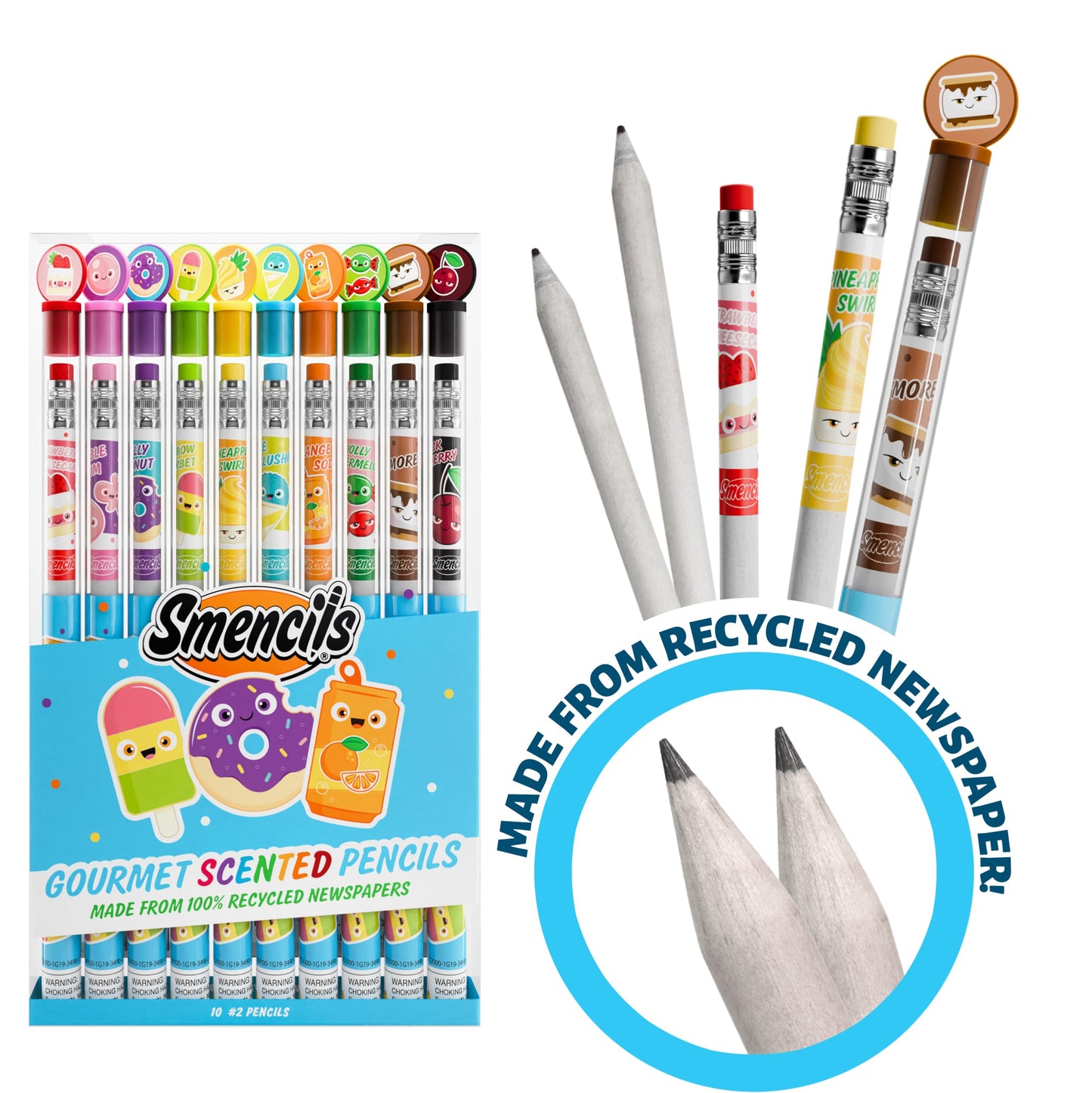 Graphite Smencils (2 Pack) - HB #2 Patented Gourmet Scented Pencils, 10 Count, Gifts for Kids, School Supplies