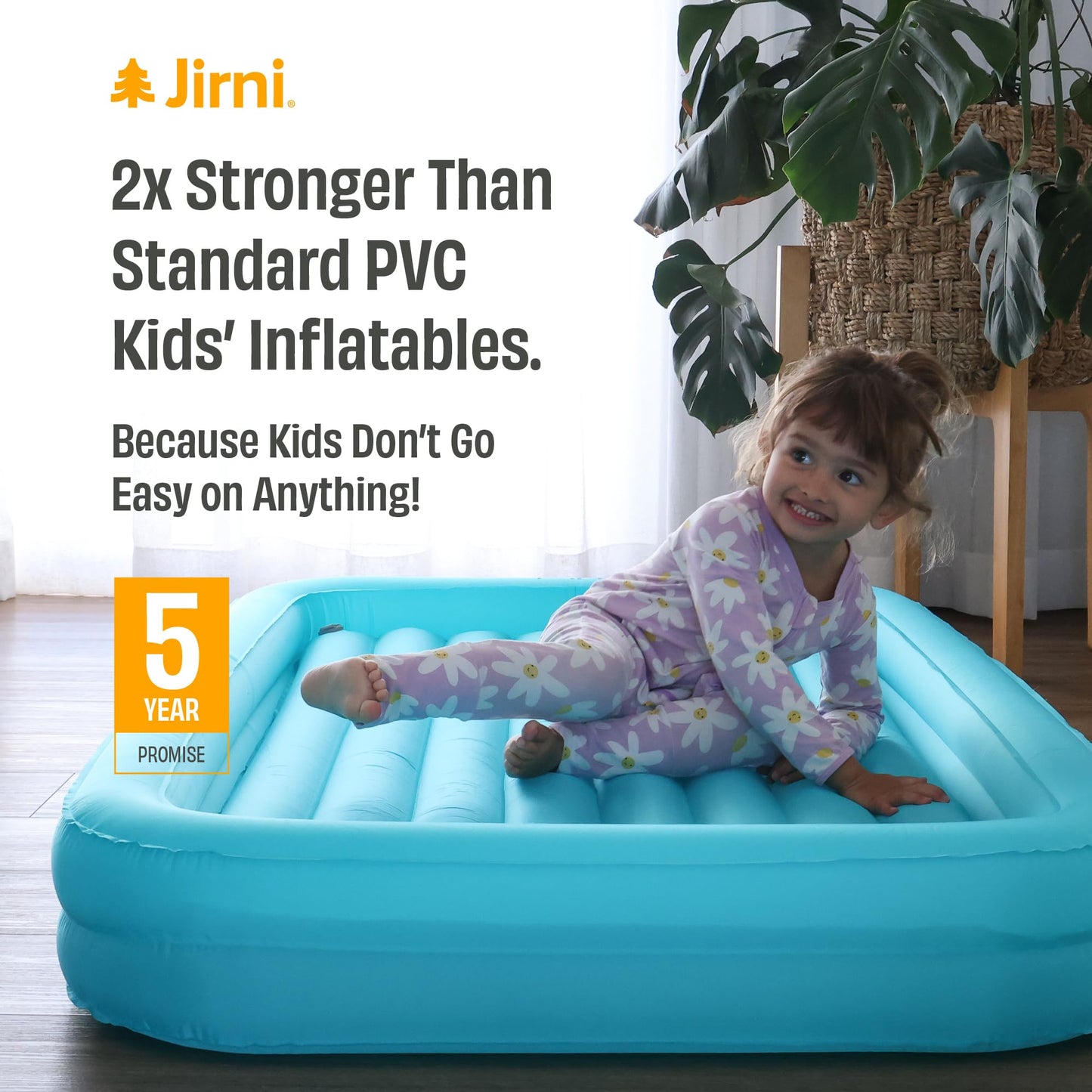 Jirni Kipper Toddler Travel Bed | New Pump System | Ultra-Lightweight & Super Durable Toddler Air Mattress | Compact Kids Air Mattress | Eco-Friendly Inflatable Kids Bed | Travel Cot Airbed