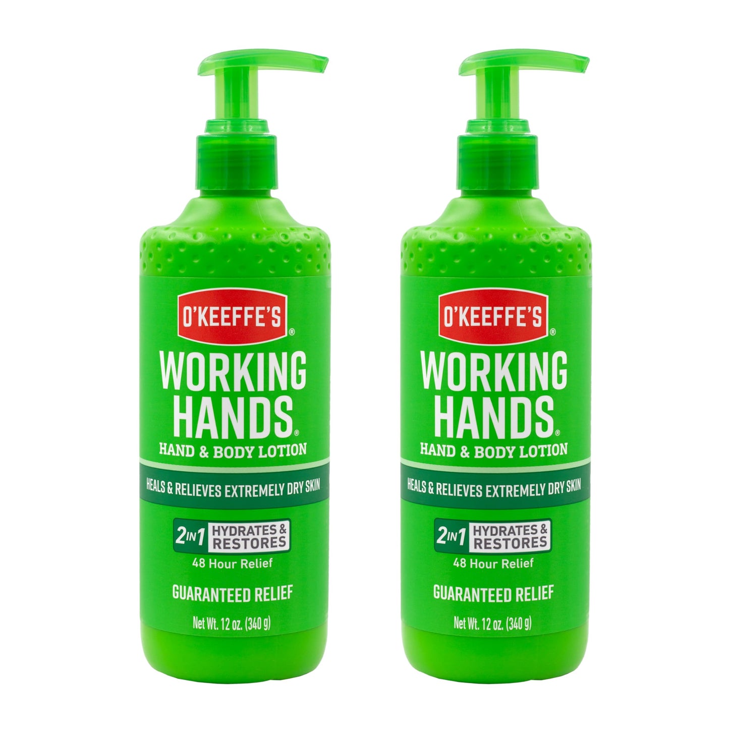 O'Keeffe's Working Hands Hand and Body Lotion, 12oz Pump (Pack of 2) - Heals and Relieves Extremely Dry Skin