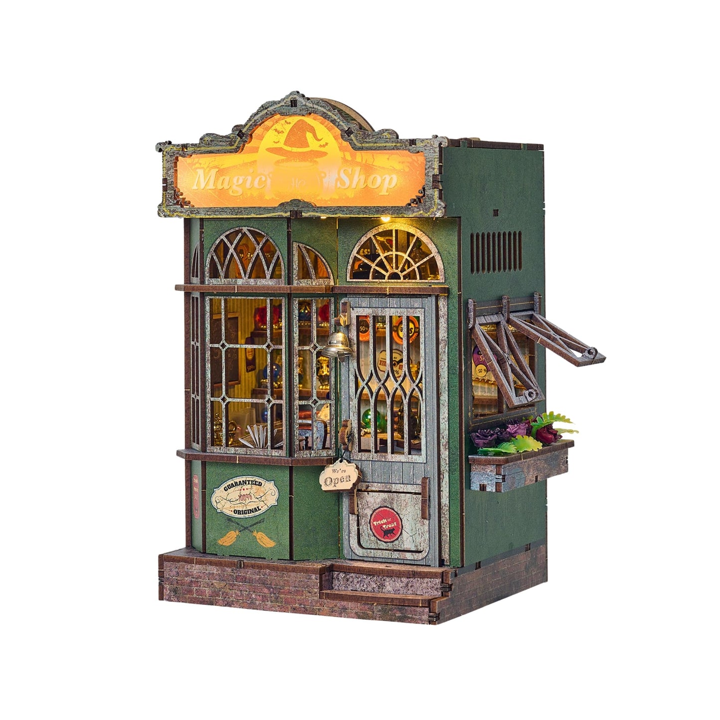 Hands Craft Magic Shop DIY Book Nook Kit with Touch LED Lights – 322-Piece 3D Puzzle, Miniature House Bookshelf Insert – Enchanted Potion Store Wooden Craft Kit for Adults & Teens