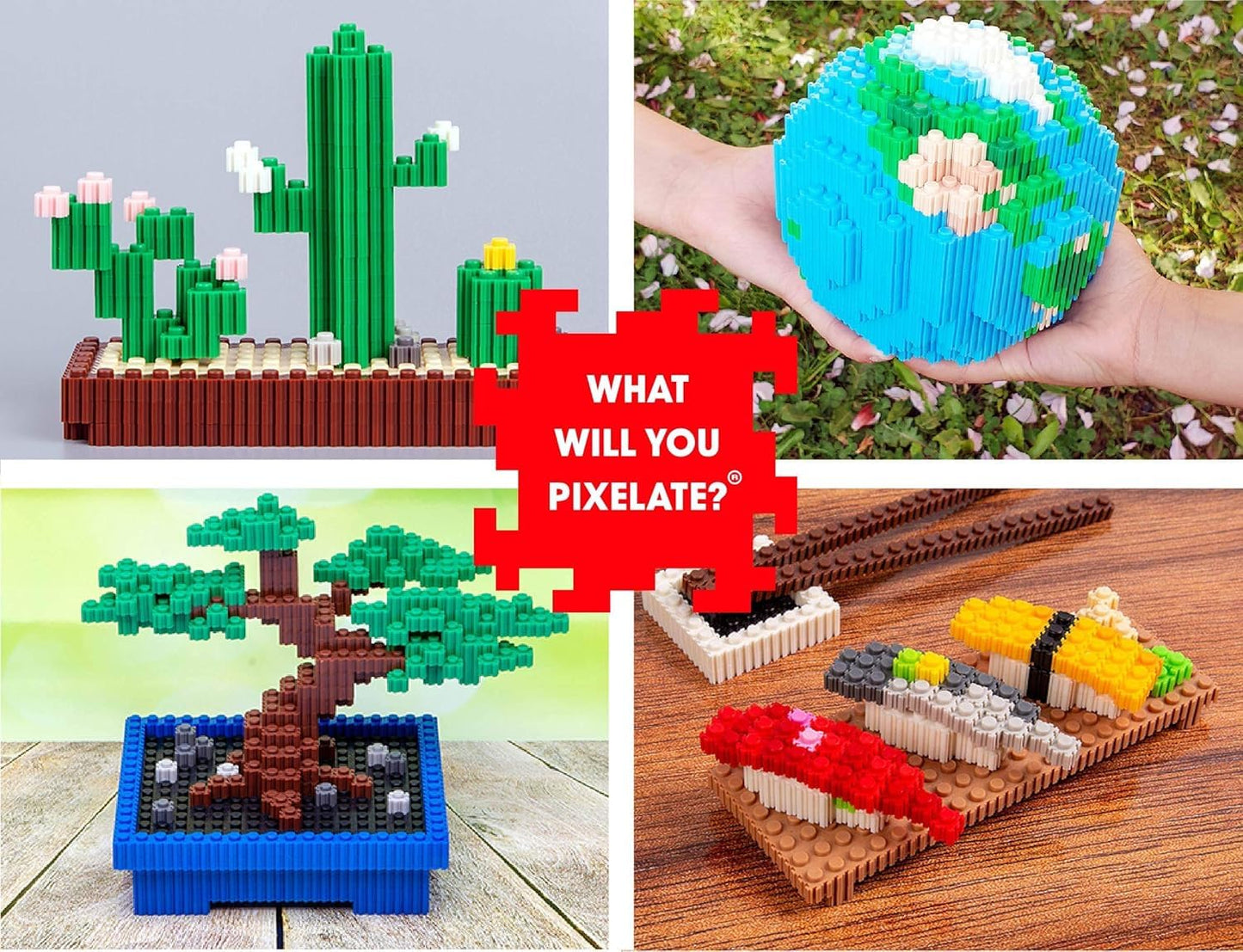Pix Brix Pixel Art Puzzle Brick Set - 3,000 Piece Pixel Art Container, 12 Color Light Palette, Interlocking Building Bricks, Create 2D Builds and