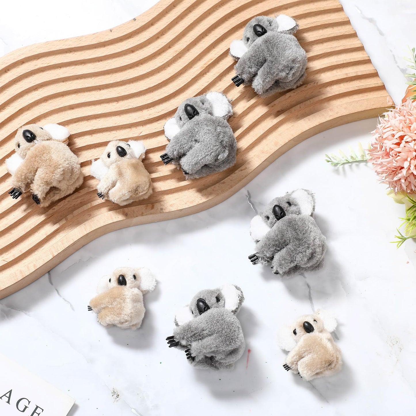 Moucuny 30 Pcs Koala Clip Koala Pencil Toppers 2.76" and 2" Mini Animal Bear Stuffed Plush Animal Toy Gifts for Party Office Home Supplies Piñata Stuffer Purse Charm Hangings
