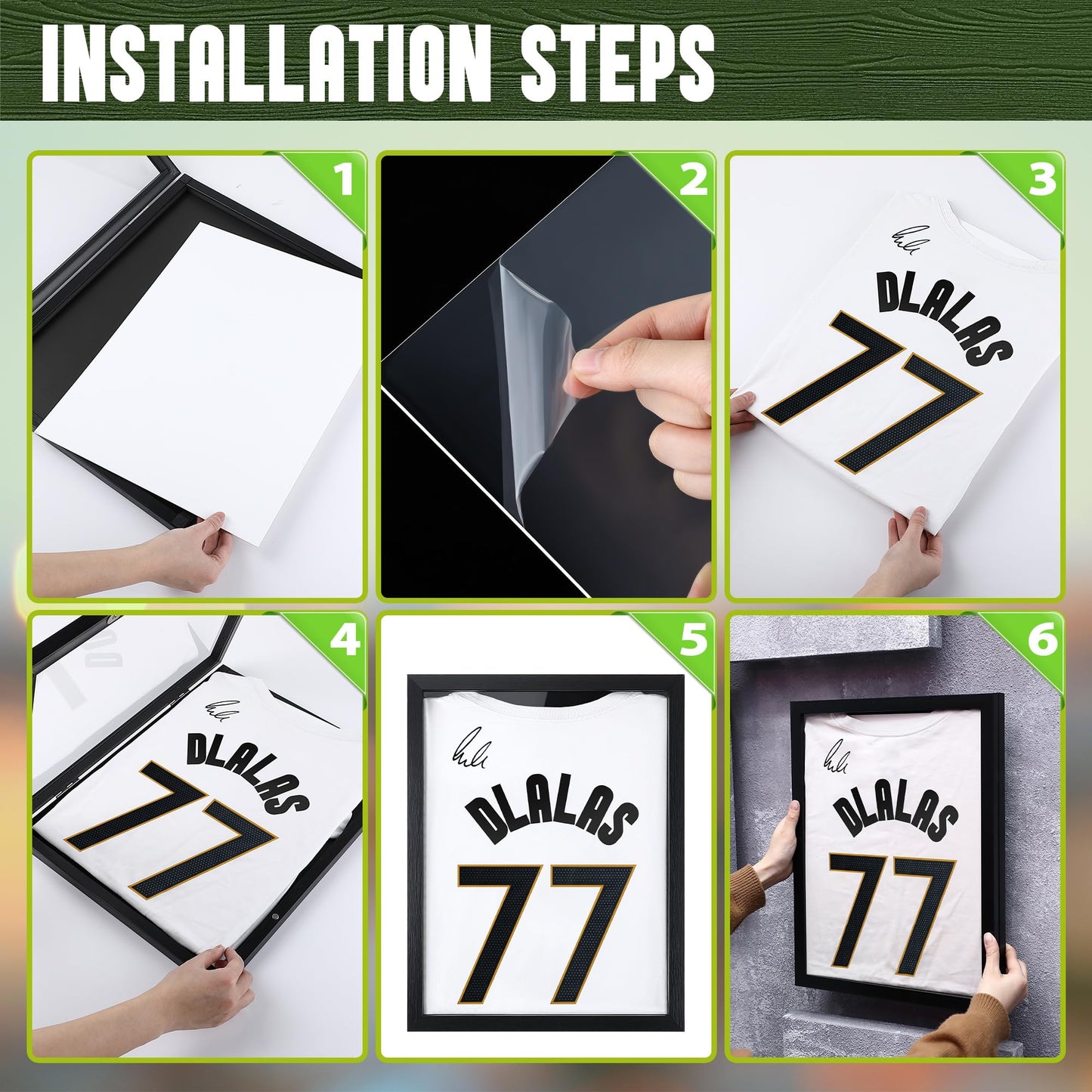1 Pack T Shirt Display Frame, 18'' X 14'' Black Imitation Wood T Shirt Frame with 98% UV Protection Acrylic, 1" Depth of Usable Space Shadow Box, Display Case for Shirts, Jerseys, Memorabilia