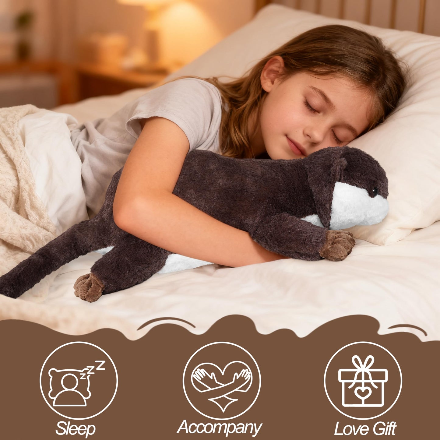 CSVBTRF Weighted Stuffed Animals, 4.1 lbs 18" Otter Plush Hugging Pillow, Weighted Otter Stuffed Animal Gifts for Kids Boys and Girls