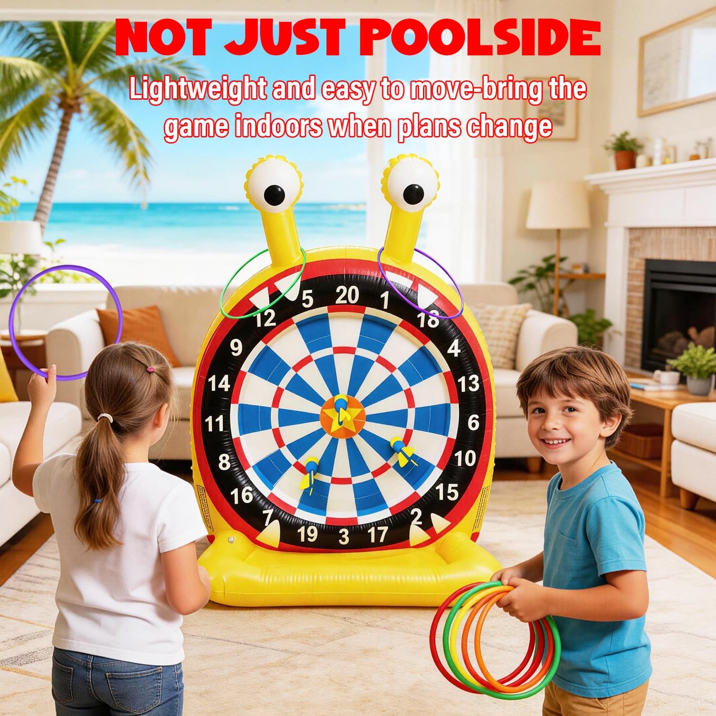 Pool Toys for Kids, Monster Inflatable Dart Board Pool, Pool Games for Beach & Backyard, Summer Water Toys for Kids Ages 8-12, Teens & Adults