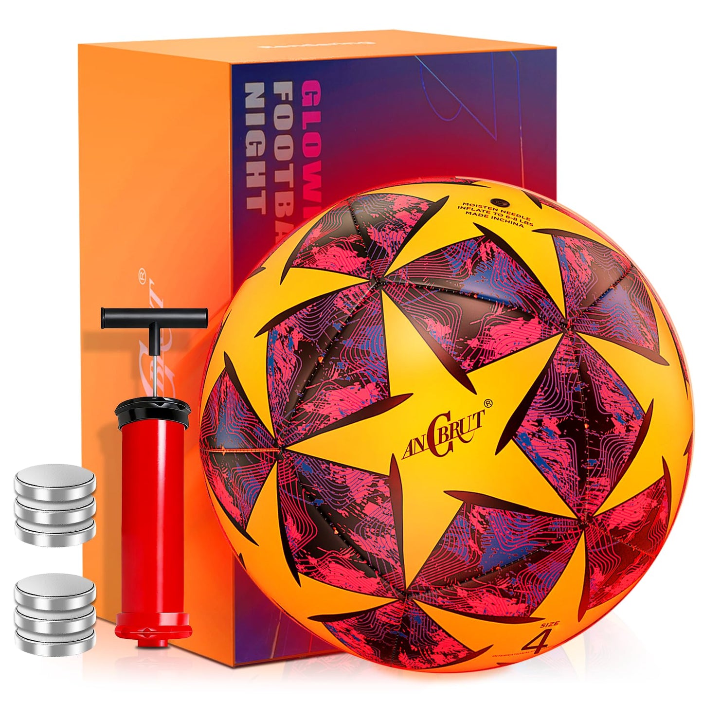 ANCBRUT Light Up Soccer Ball, Glow in The Dark LED Soccer Ball Size 4
