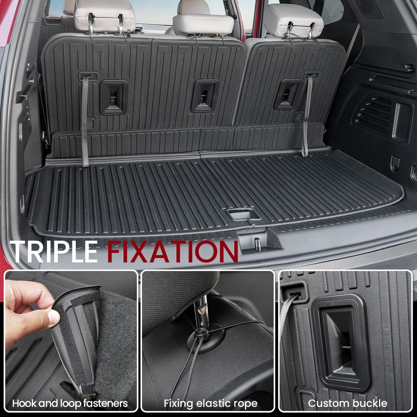 JOULARISE Cargo Mat Backrest Mats for 2024 2025 2026 GMC Acadia 7 Seats Car Accessories, All-Weather TPE Protector Cargo Liner Trunk Mat Seat Back Covers