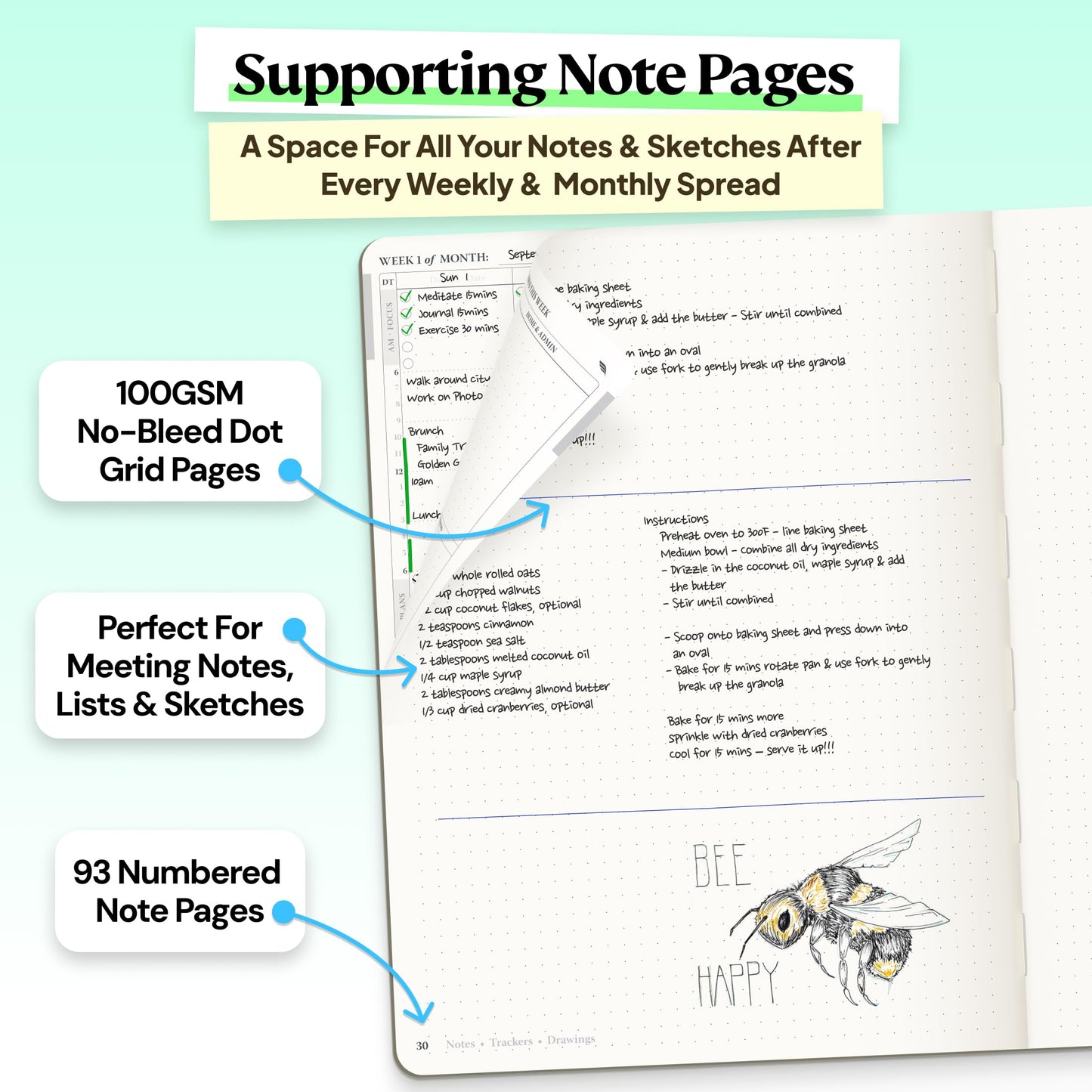 Roterunner Purpose Planner Notebook B5 7.5”x9.8” Undated Planner 2026 Daily Weekly and Monthly Productivity Goal Setting Tool for Work Home ADHD Planner for Adults Self Care Journal