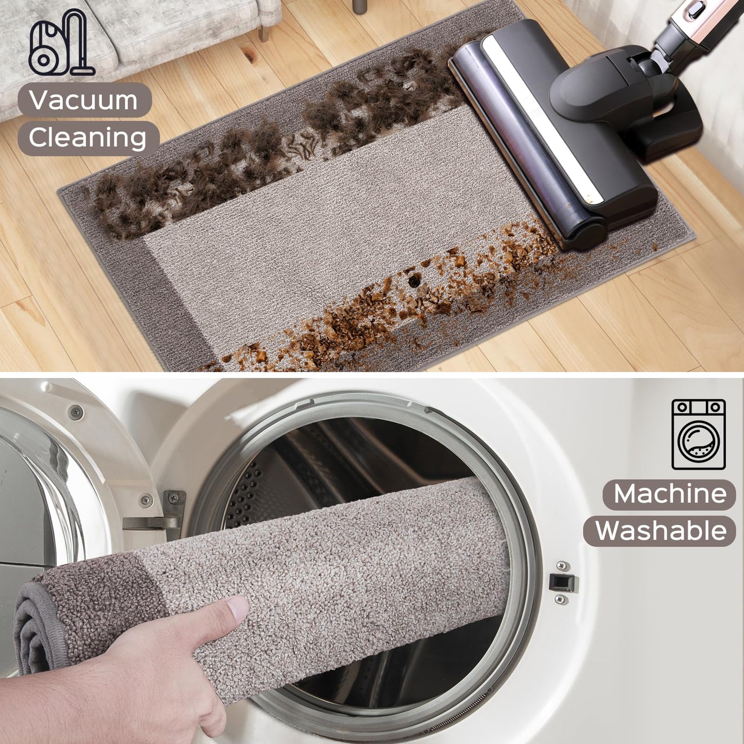 DOMUSTEX Machine Washable Kitchen Rug 24" x 36", Non Slip Kitchen Mat for Floor, Absorbent Entrance Throw Rug for Bedroom, Hallway, Bathroom, Door