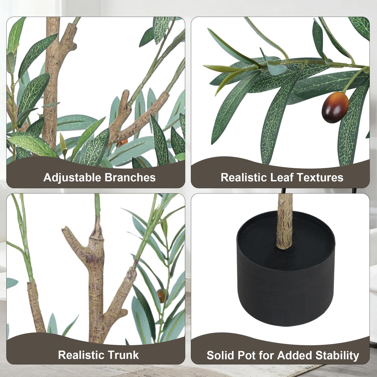 ZOES HOMDECO Faux Olive Tree 6ft, Olive Trees Artificial Indoor with Planter and Basket, Tall Fake Tree with Realistic Leaves and Fruits for Home Living Room Bedroom Outdoor Decor