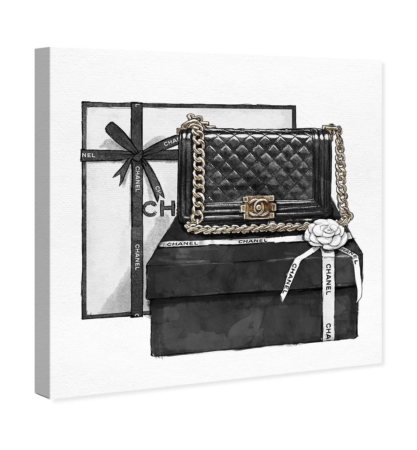 The Oliver Gal Artist Co. Oliver Gal 'Gifted Beauty' Black Fashion Wall Art Print Premium Canvas 16" x 16"